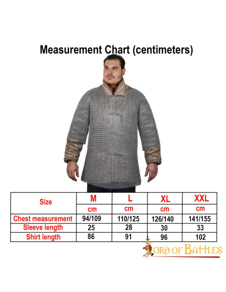 Cota de malha Haubergeon medieval,...