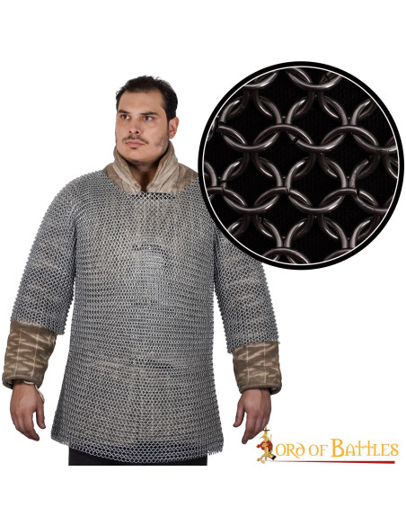 Cota de malha Haubergeon medieval,...