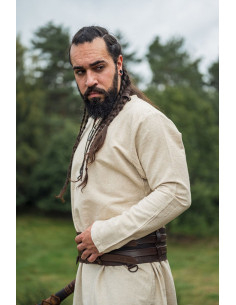 Túnica Viking linho modelo Ragnar, cor branco natural 2