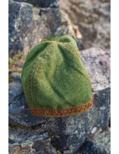 Chapéu viking verde modelo Anders, com bordado