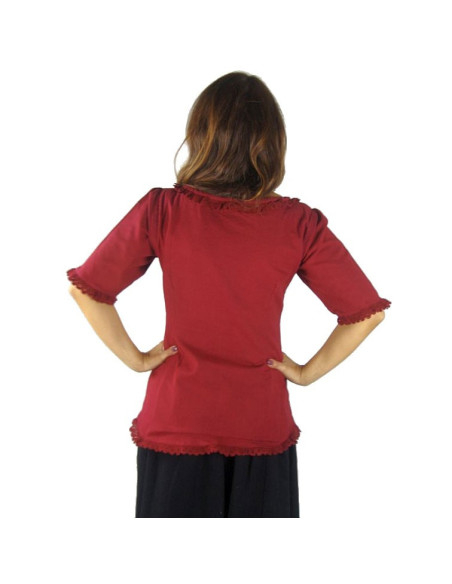 Blusa manga curta medieval de algodão...