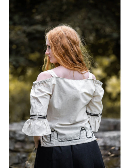 Blusa creme medieval com bordados