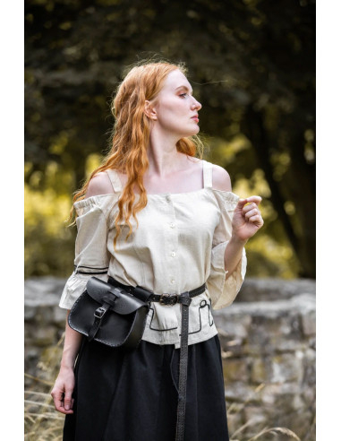 Blusa creme medieval com bordados