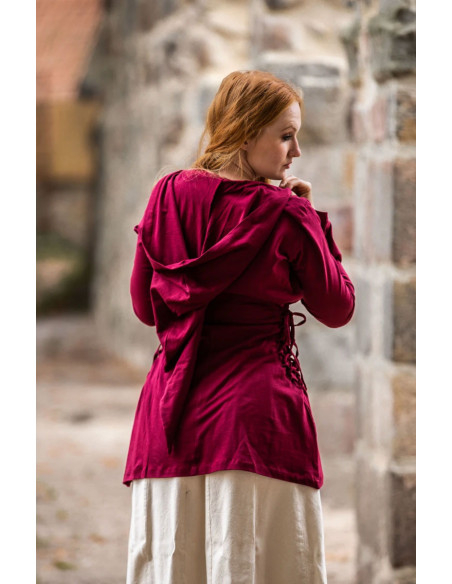 Blusa medieval Lea Red com capuz