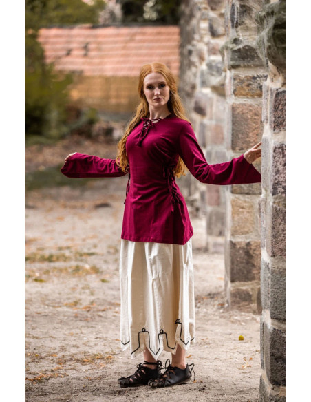 Blusa medieval Lea Red com capuz