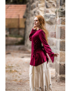 Blusa medieval Lea Red com capuz 2