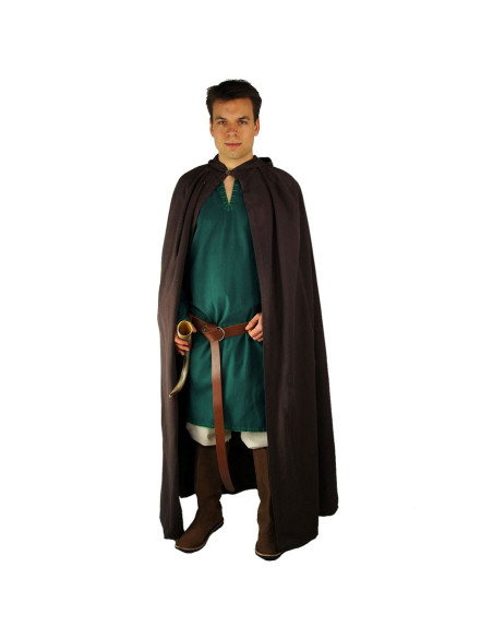 Capa medieval longa marrom escura