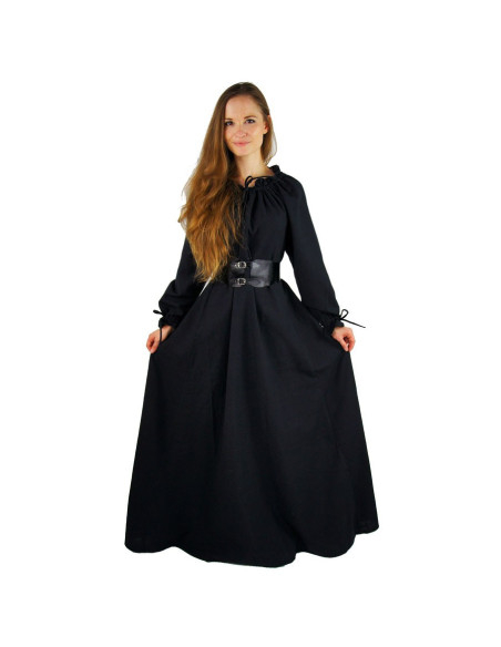 vestido medieval mulher longo preto