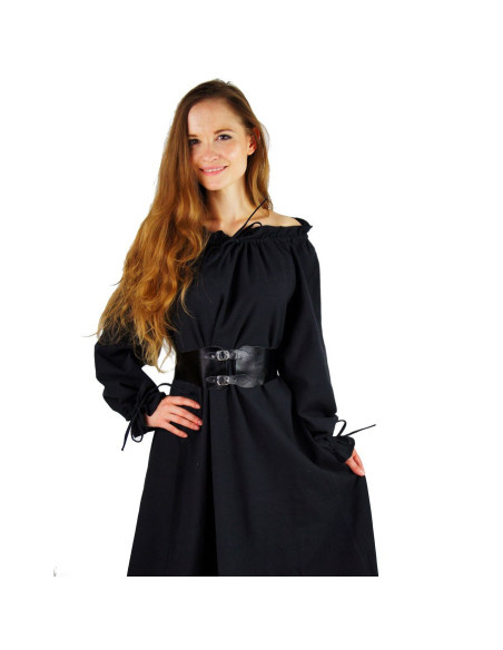vestido medieval mulher longo preto