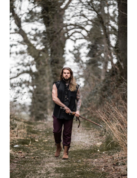 camisa medieval preta sem mangas