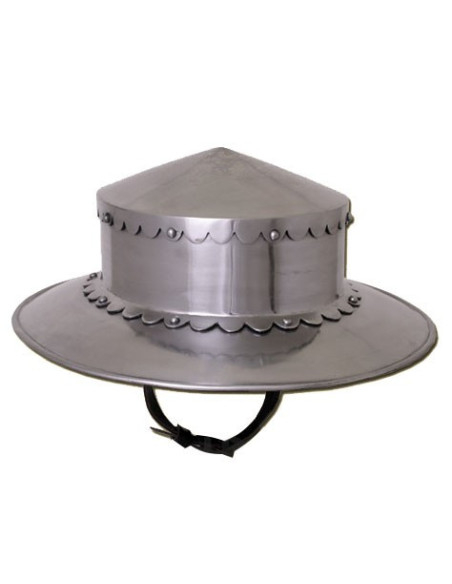 Capacete Kettle medieval, século XIV