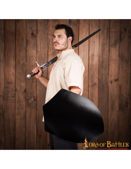 Escudo medieval preto liso, para...