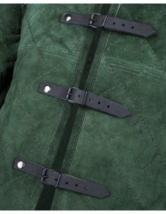 Gambeson de camurça medieval modelo Arthur, verde 2