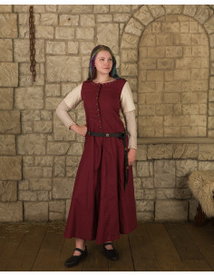 Vestido medieval para mulher modelo Elodie, creme bordô