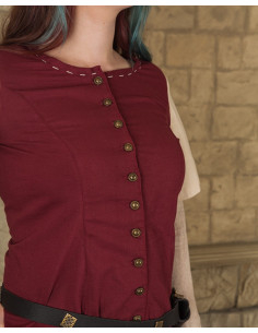 Vestido medieval para mulher modelo Elodie, creme bordô 2