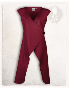 Sobretudo medieval feminino, modelo Vysera, bordô