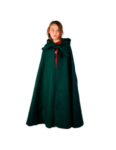 Manto Medieval com Capuz Infantil, Verde