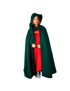 Manto Medieval com Capuz Infantil, Verde 2