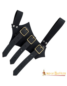 Baldric medieval ajustável para espadas, em couro preto