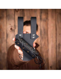 Baldric medieval ajustável em couro, preto