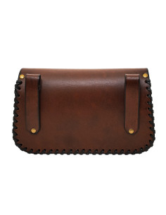 Bolsa de couro com cruz celta em relevo, marrom 2