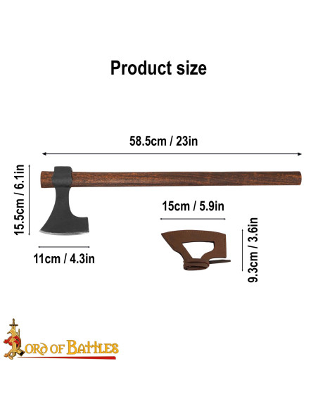 Machado de aço Viking com bainha de...