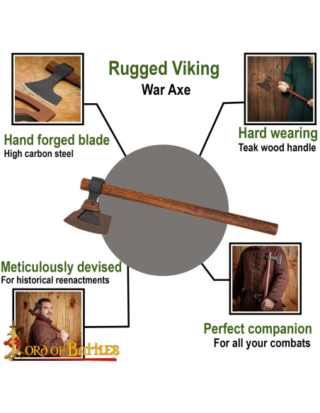 Machado de aço Viking com bainha de...