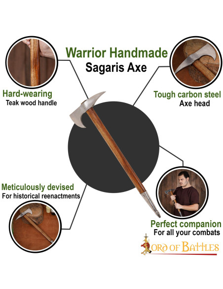 Machado medieval de aço carbono,...