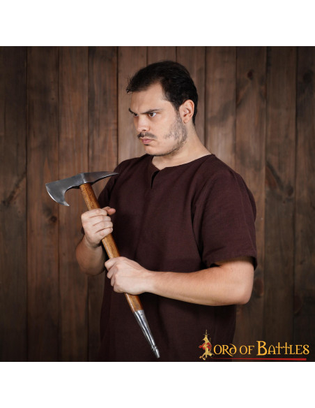 Machado medieval de aço carbono,...