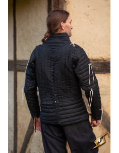 Gambeson de cavaleiro medieval em preto 2