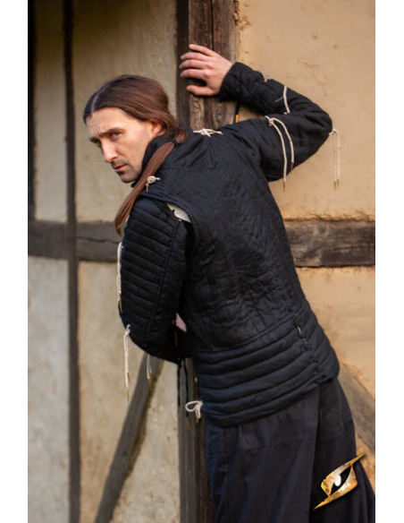 Gambeson de cavaleiro medieval em preto