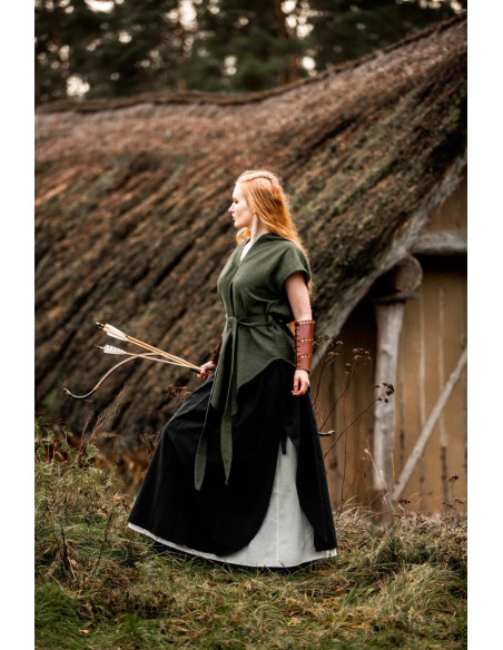 Túnica verde de arqueiro medieval,...