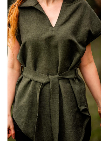 Túnica verde de arqueiro medieval,...