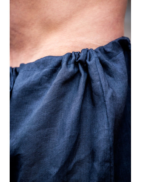Calça Viking de linho Wodan, azul escuro