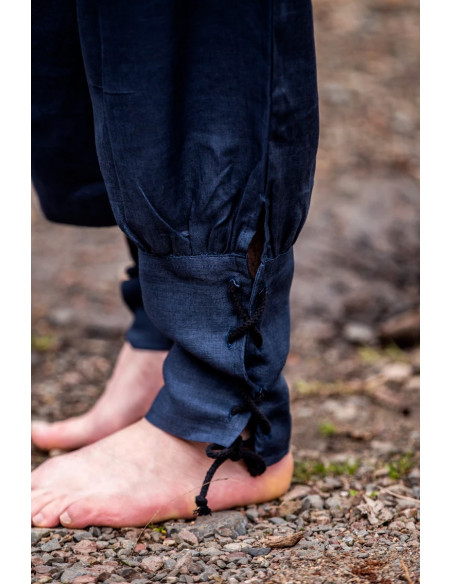 Calça Viking de linho Wodan, azul escuro