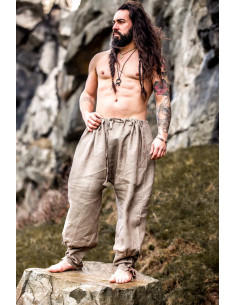 Calça Viking de linho Wodan, cinza