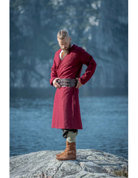 Túnica Viking aberta em lã, modelo...