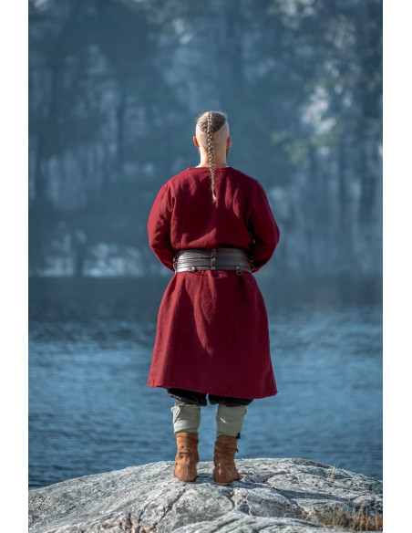 Túnica Viking aberta em lã, modelo...