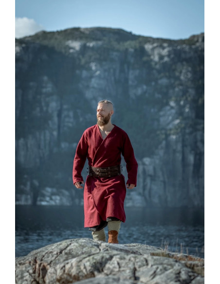 Túnica Viking aberta em lã, modelo...