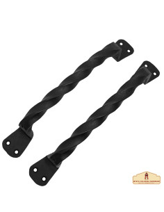 Conjunto de 2 maçanetas medievais trançadas em ferro forjado