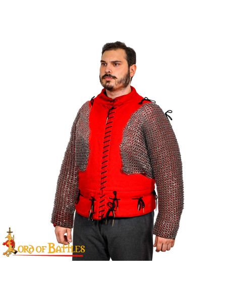 Ombros e mangas em malha com anéis...