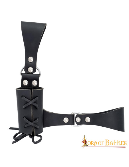 Baldric medieval de couro preto para...