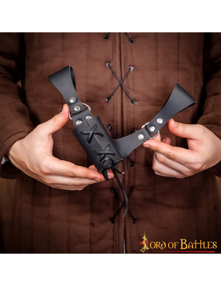 Baldric medieval de couro preto para...