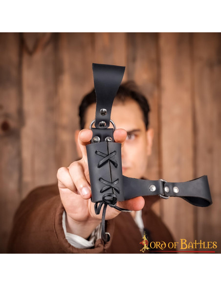 Baldric medieval de couro preto para...