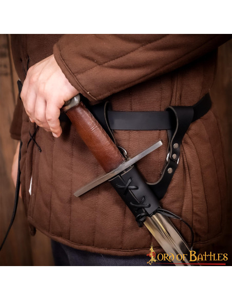 Baldric medieval de couro preto para...