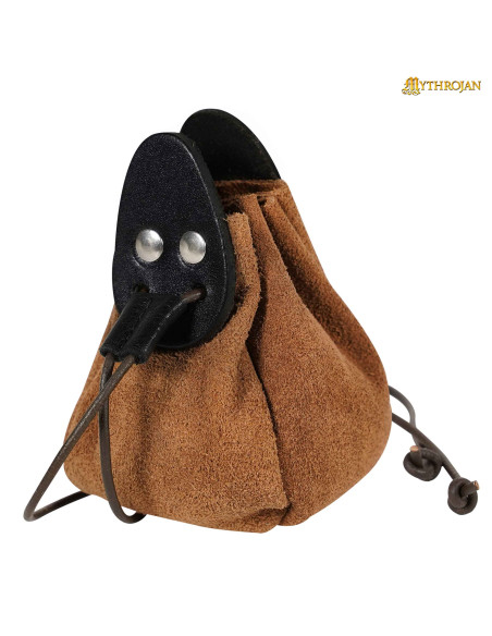 Bolsa medieval de couro marrom e...