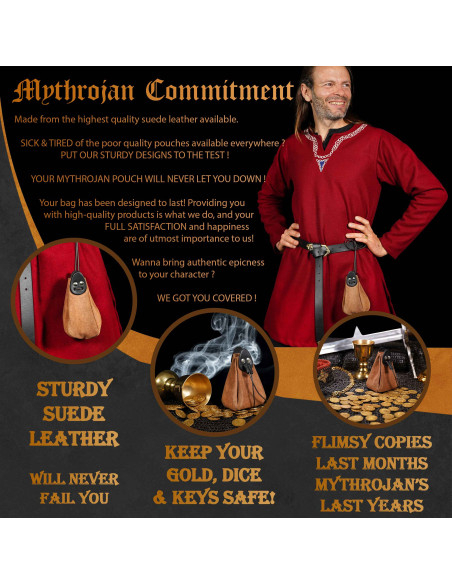 Bolsa medieval de couro marrom e...