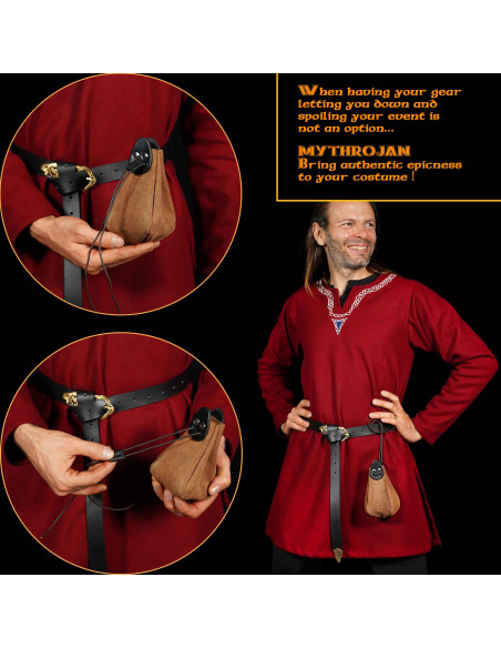 Bolsa medieval de couro marrom e...