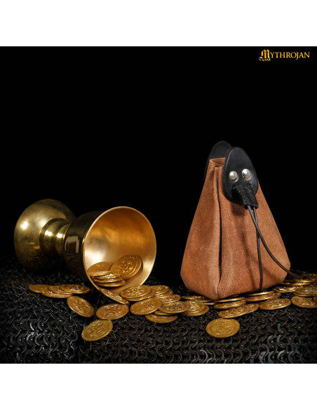 Bolsa medieval de couro marrom e...