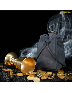 Bolsa medieval em couro camurça para recreações, diversas...